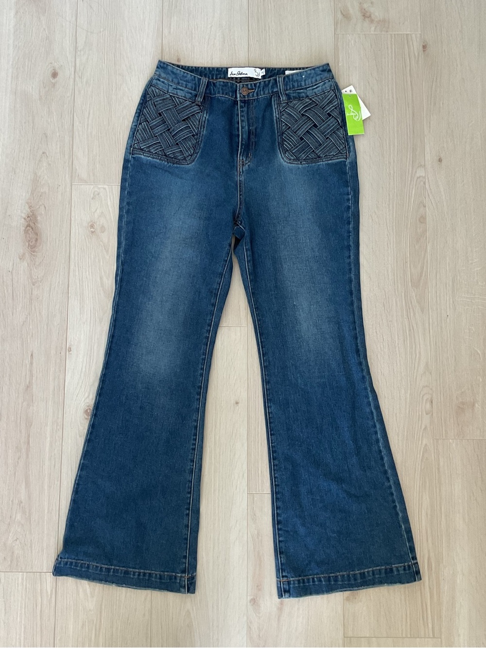NWT Sam Edelman Bay High Rise Flare Jeans Braided Pockets | Boho 70s | Size 30